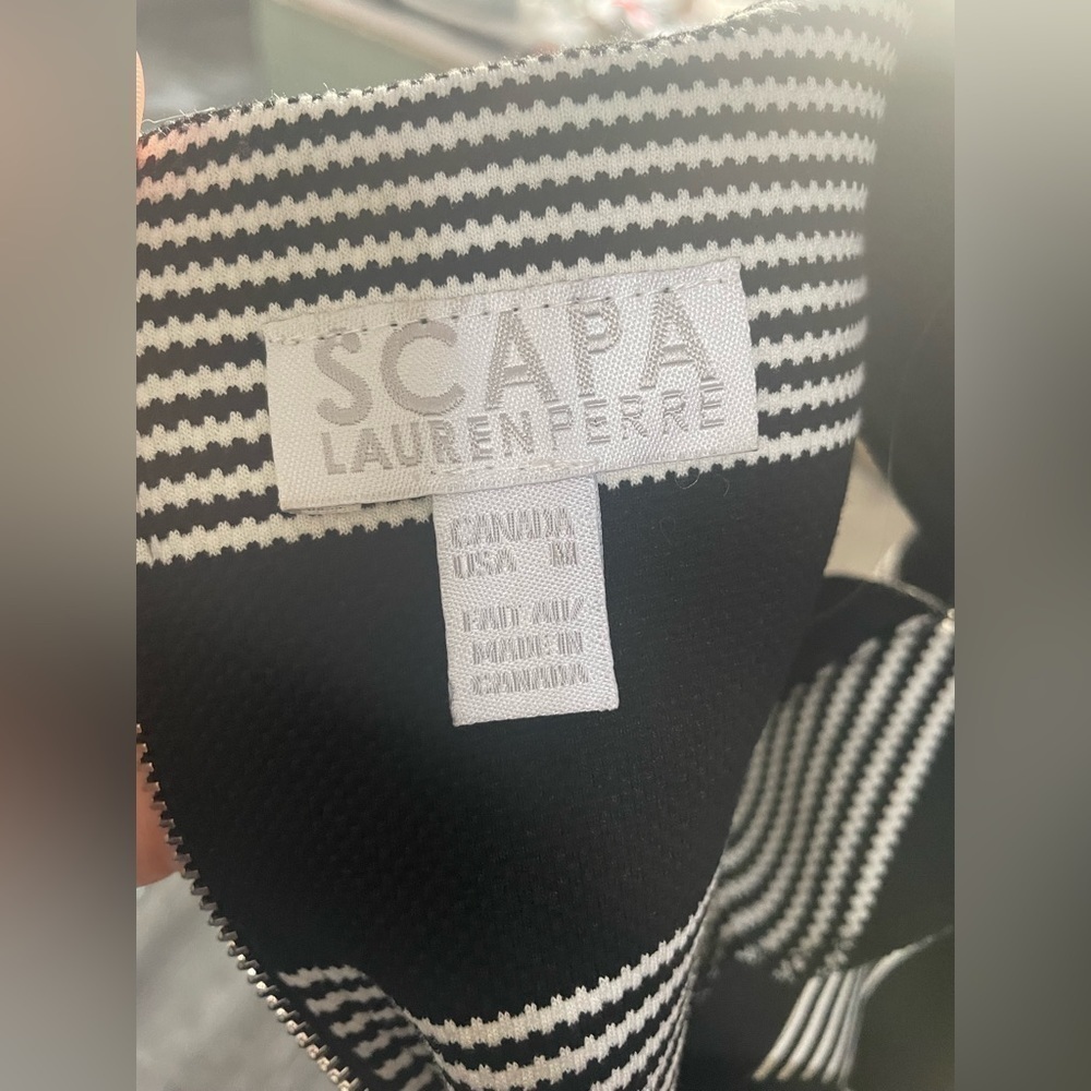 Vintage Scapa Designer Black White Knit Sheath midi dress size medium… - Picture 6 of 8